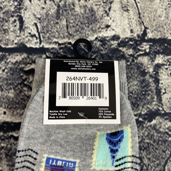 Fun Circle Men's Postage Stamp Sox size 10-13 Crew Socks 1 Pair Shoe sz 6-12 - Picture 6 of 7